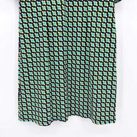 Jude Connally Michelle Geometric Blue Green Casual V Neck Dress Women’s Sz S - Picture 5 of 11